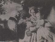 unknow artist drottning victoria och prins albert med sitt barn prins arthur 1851 oil painting reproduction